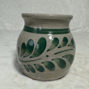 Hunter Green Leaf Westerwald German Pottery Small Crock Stamped